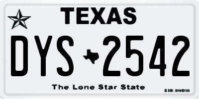 TX license plate DYS2542