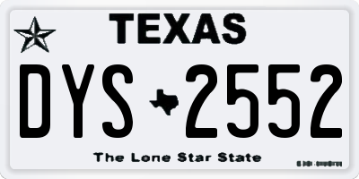 TX license plate DYS2552