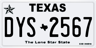 TX license plate DYS2567