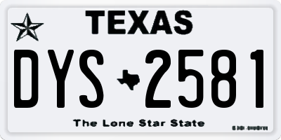 TX license plate DYS2581