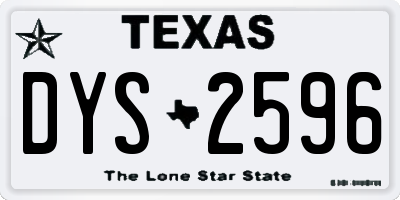 TX license plate DYS2596