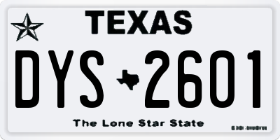 TX license plate DYS2601