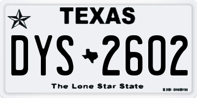 TX license plate DYS2602