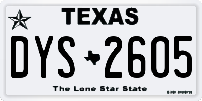 TX license plate DYS2605