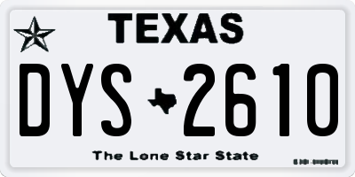 TX license plate DYS2610