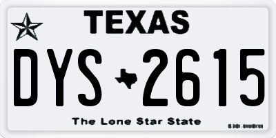 TX license plate DYS2615
