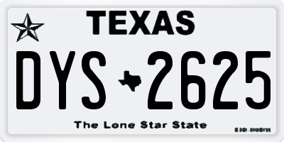 TX license plate DYS2625