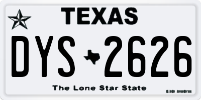 TX license plate DYS2626