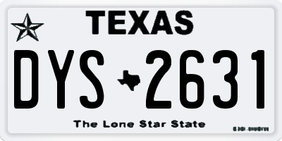 TX license plate DYS2631