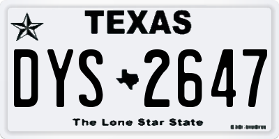 TX license plate DYS2647
