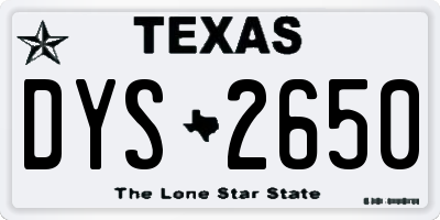 TX license plate DYS2650