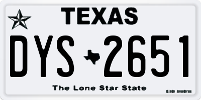 TX license plate DYS2651