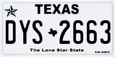 TX license plate DYS2663