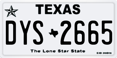 TX license plate DYS2665