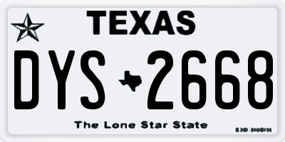 TX license plate DYS2668