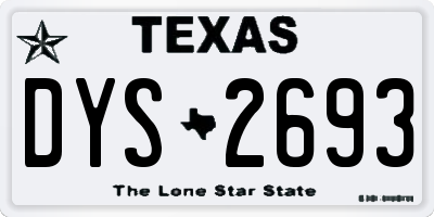 TX license plate DYS2693