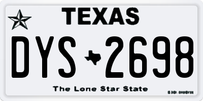 TX license plate DYS2698
