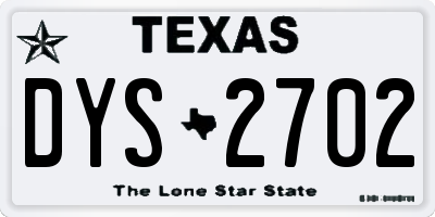 TX license plate DYS2702
