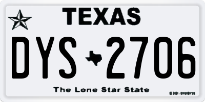 TX license plate DYS2706