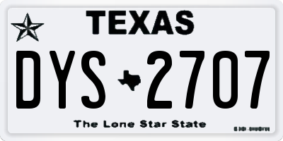 TX license plate DYS2707