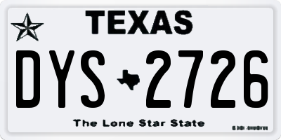 TX license plate DYS2726
