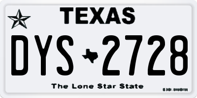 TX license plate DYS2728