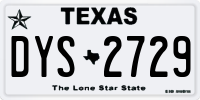 TX license plate DYS2729