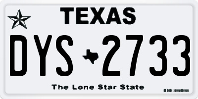 TX license plate DYS2733
