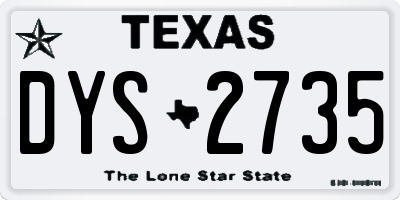 TX license plate DYS2735