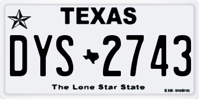 TX license plate DYS2743