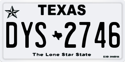 TX license plate DYS2746