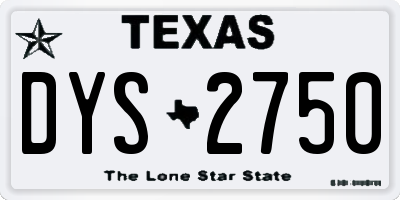 TX license plate DYS2750