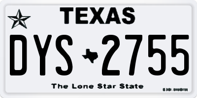 TX license plate DYS2755