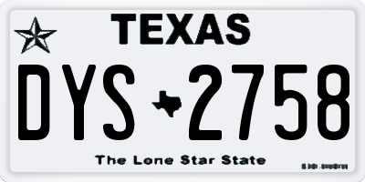 TX license plate DYS2758