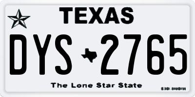 TX license plate DYS2765