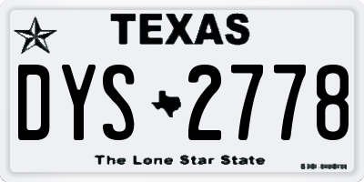 TX license plate DYS2778