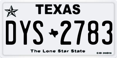 TX license plate DYS2783