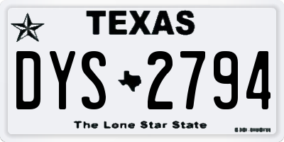 TX license plate DYS2794