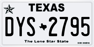 TX license plate DYS2795