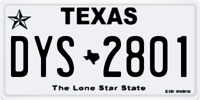 TX license plate DYS2801