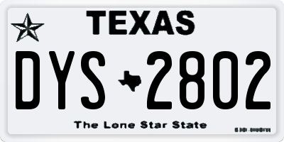 TX license plate DYS2802
