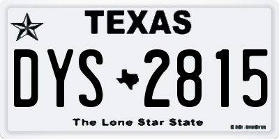 TX license plate DYS2815