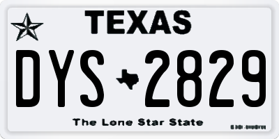 TX license plate DYS2829