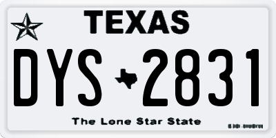 TX license plate DYS2831