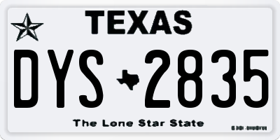TX license plate DYS2835