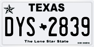 TX license plate DYS2839