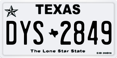 TX license plate DYS2849