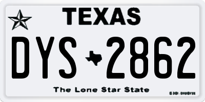 TX license plate DYS2862
