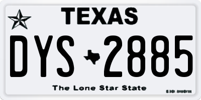 TX license plate DYS2885