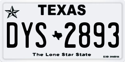 TX license plate DYS2893